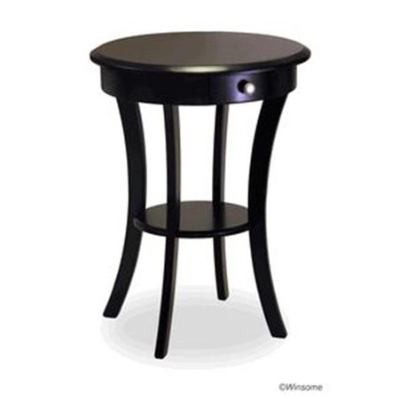 DOBA-BNT Black Beechwood ROUND ACCENT TABLE WITH ONE DRAWER ONE SHELF SA143642